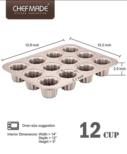 ChefMade Canelés Mould Tray, 12-cavities