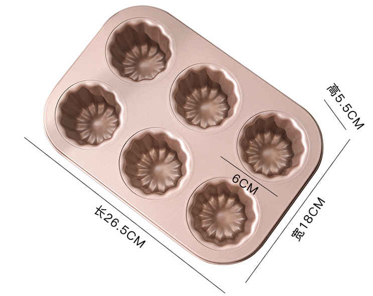 ChefMade Canelés Mould Tray, 6-cavities