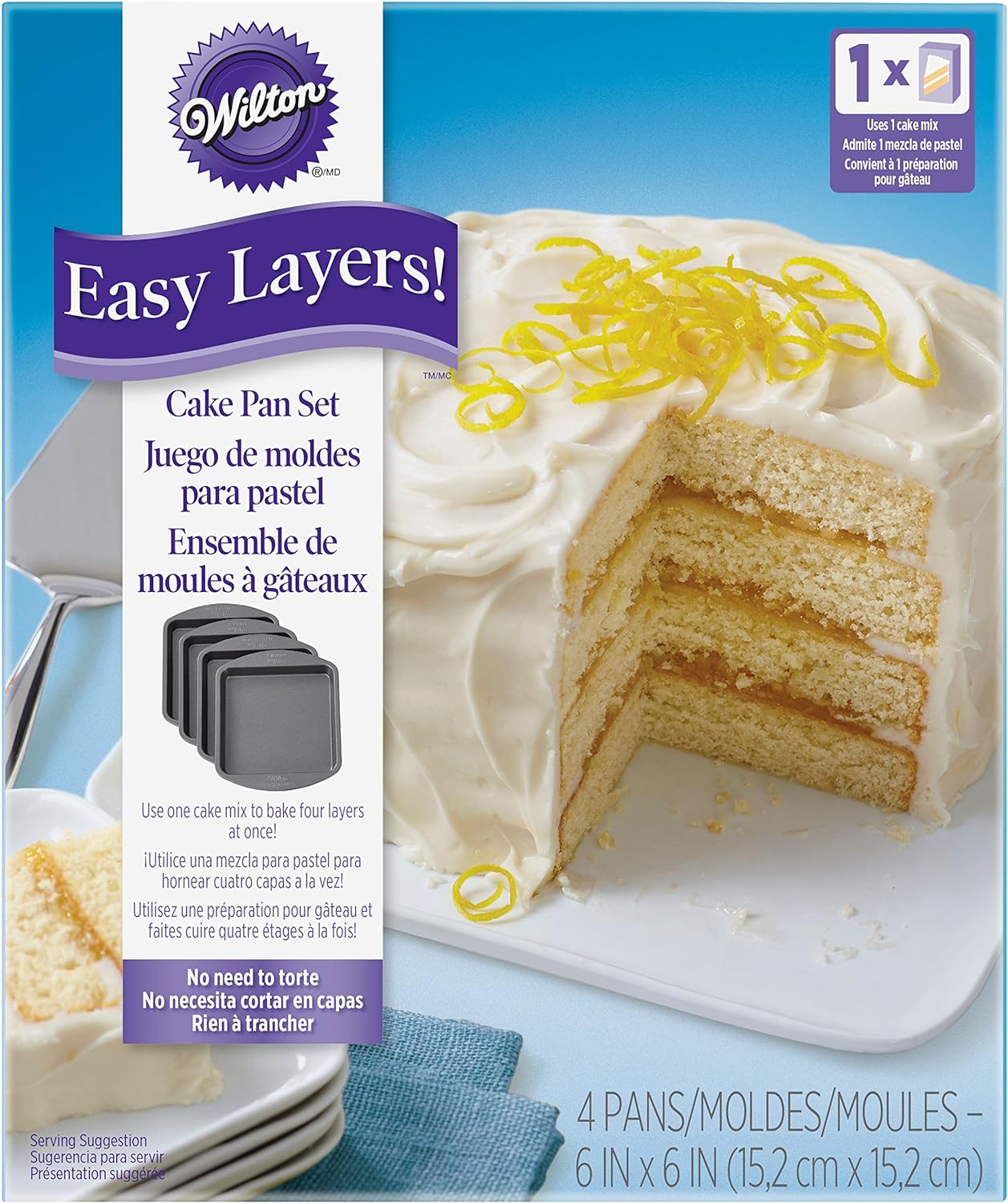 Wilton Easy Layers Cake Pan Set, 4-pc, Square