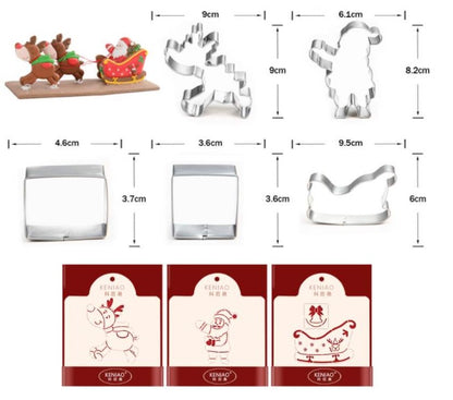 3D Christmas Cookie Mold Set, 8pc/set