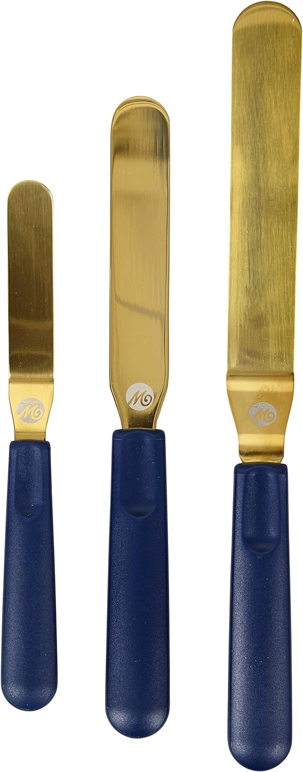 Wilton Navy Blue and Gold Icing Spatula Set, 3-Pc