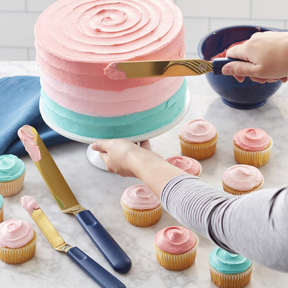 Wilton Navy Blue and Gold Icing Spatula Set, 3-Pc