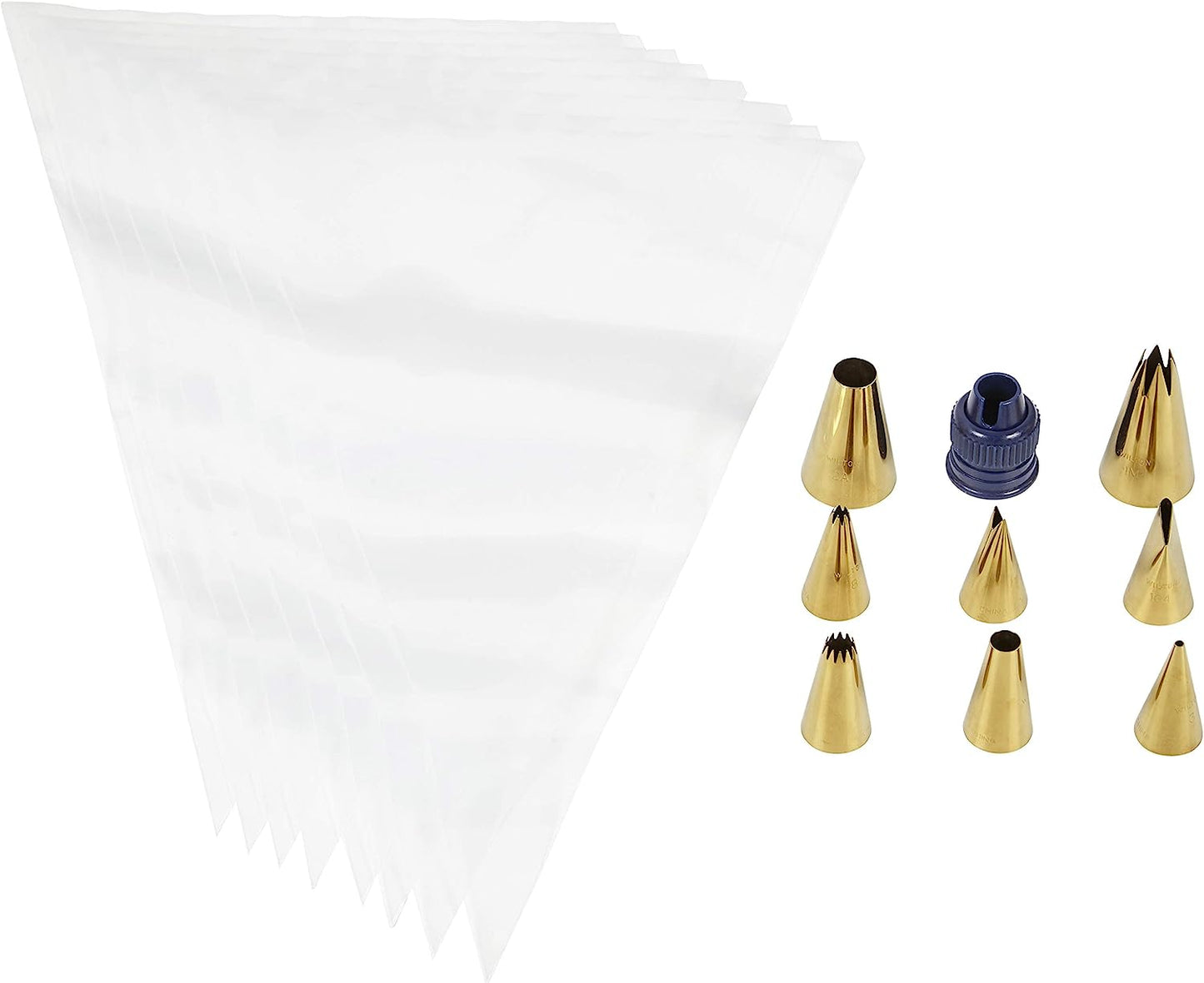 Wilton Navy Blue and Gold Piping Tips Set, 17-Piece
