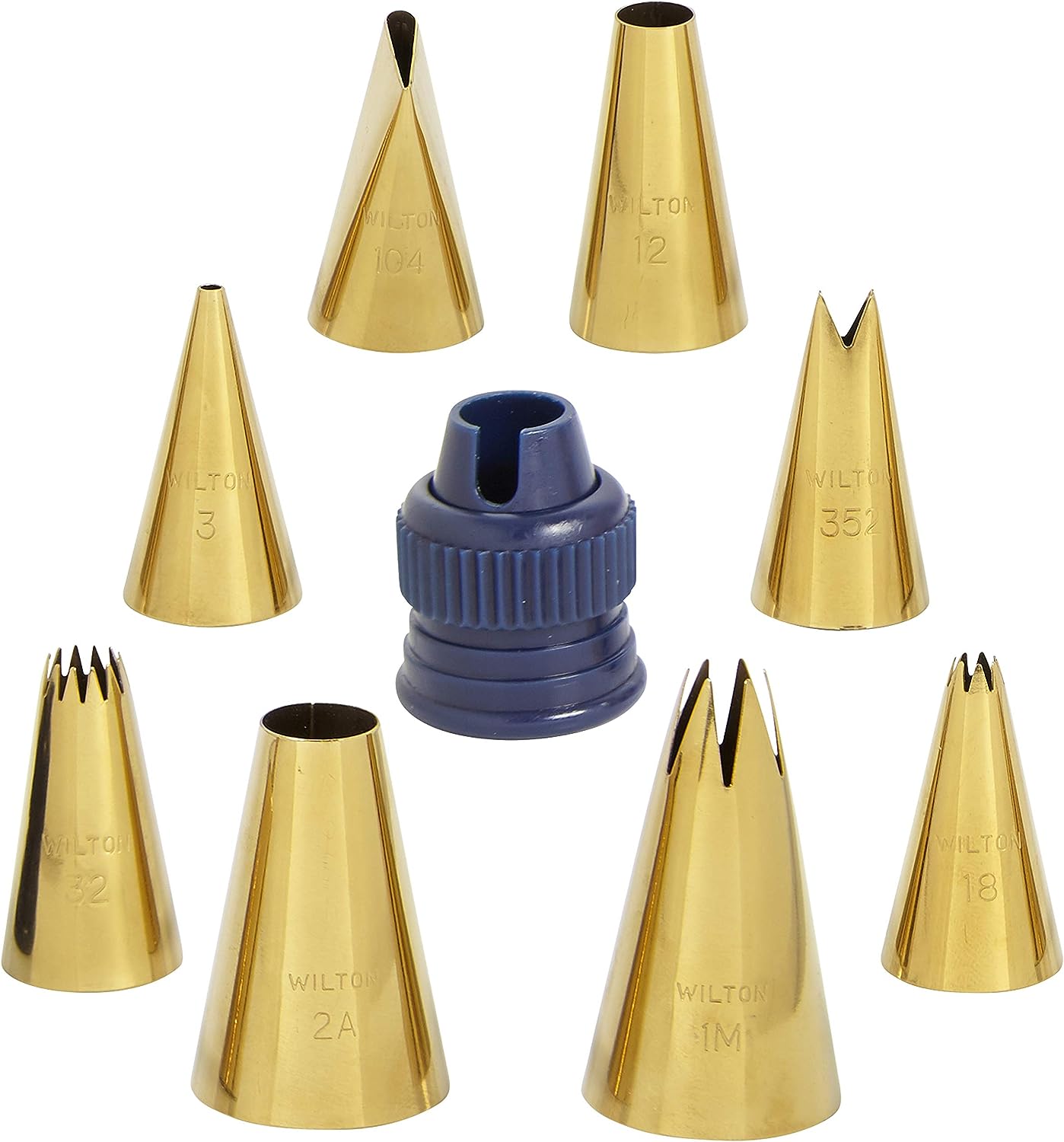 Wilton Navy Blue and Gold Piping Tips Set, 17-Piece