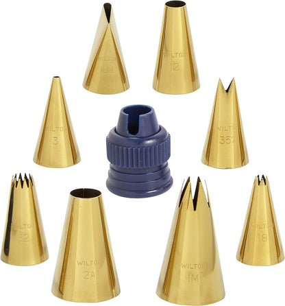 Wilton Navy Blue and Gold Piping Tips Set, 17-Piece