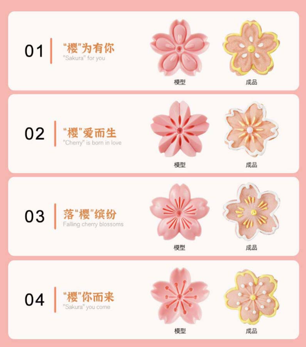 Cookie Mold set, 4pc Cherry Blossum Sakura Flowers