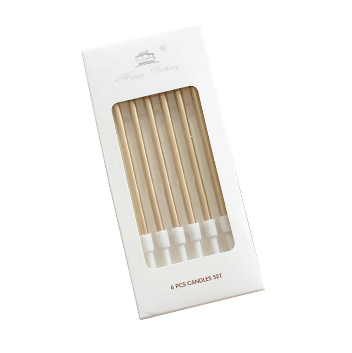 Pencil Birthday Cake Candle Set, 6 pcs/box, Gold