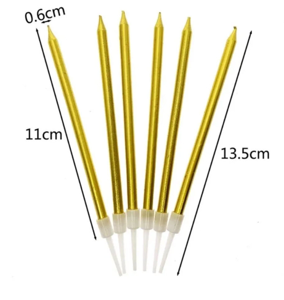 Pencil Birthday Cake Candle Set, 6 pcs/box, Gold
