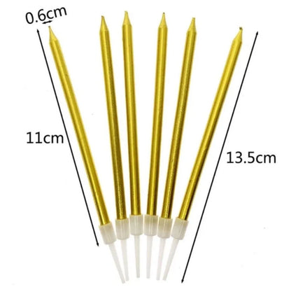 Pencil Birthday Cake Candle Set, 6 pcs/box, Gold