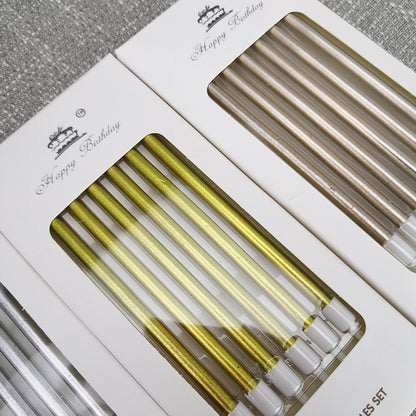Pencil Birthday Cake Candle Set, 6 pcs/box, Gold
