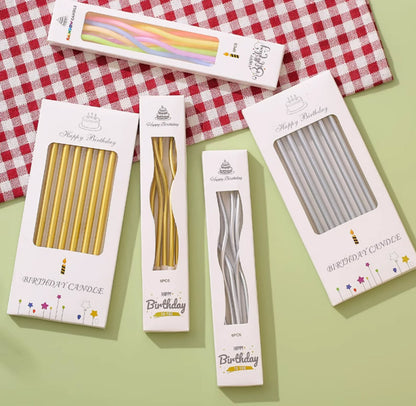 Pencil Birthday Cake Candle Set, 6 pcs/box, Gold