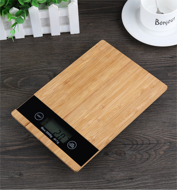 LED Electronic Digital Kitchen Scale, 5Kg/1g, Wooden