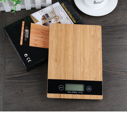 LED Electronic Digital Kitchen Scale, 5Kg/1g, Wooden