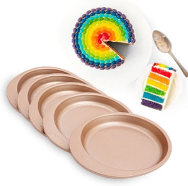 ChefMade Rainbow Cake Pan Set, 5-Pc, Round