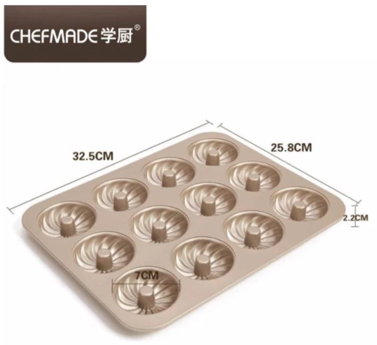 Chefmade Donut Pan, 12-cavities
