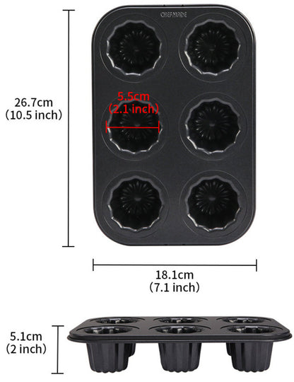 ChefMade Canelés Mould Tray, 6-cavities