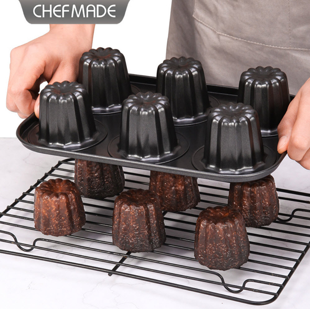 ChefMade Canelés Mould Tray, 6-cavities