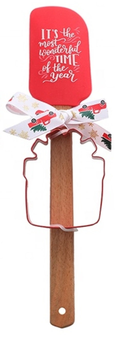 Christmas Spatula + Cookie Cutter Set, 2-pcs